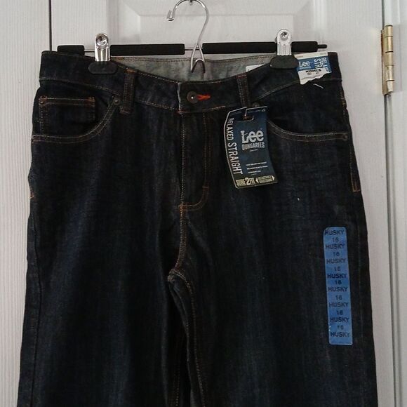 Lee Dungarees Relaxed Straight Sure to Fit Adjustable Waistband Dark Wash Sz 16 - Picture 4 of 10